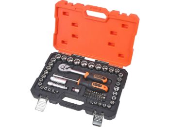Bilde av Pipenøkkelsett 1/4"-3/8" 59 deler metrisk+SAE
