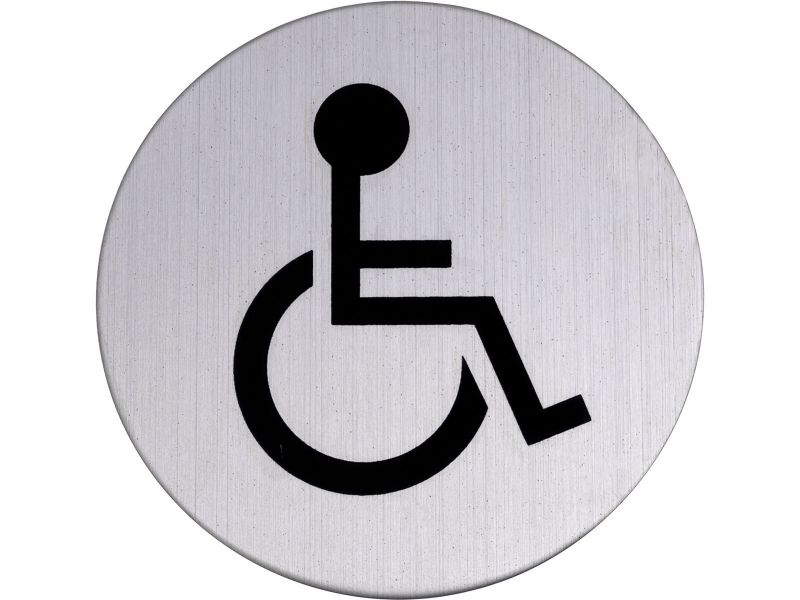 Bilde av WC-skilt handikap rustfritt svart 75 mm