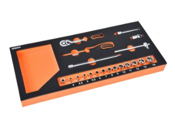 Bilde av Verktøysett f/vogn 20 deler 1/4" pipeverktøy