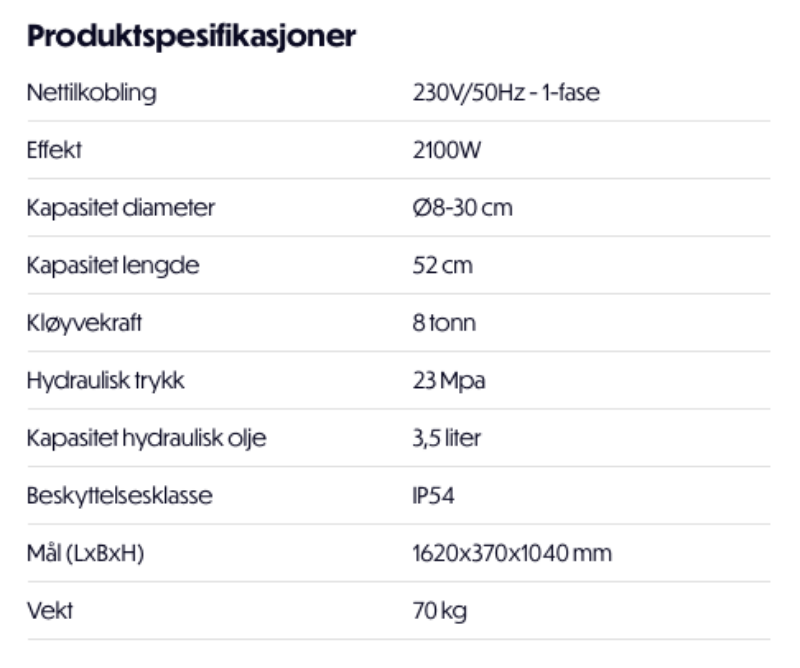Bilde av Vedkløyver LS8T 8 tonn 52 cm 2,1 kW (brukt/demo)